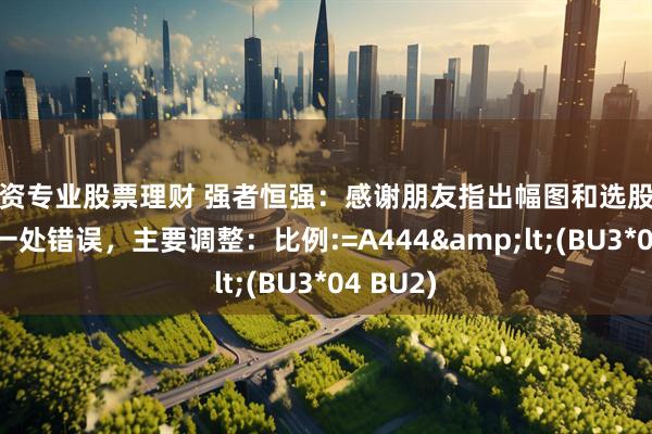 配资专业股票理财 强者恒强：感谢朋友指出幅图和选股公式中的一处错误，主要调整：比例:=A444<(BU3*04 BU2)